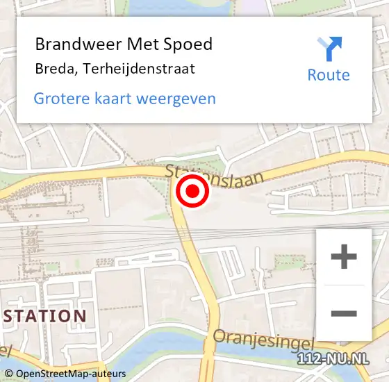 Locatie op kaart van de 112 melding: Brandweer Met Spoed Naar Breda, Terheijdenstraat op 17 februari 2022 02:32