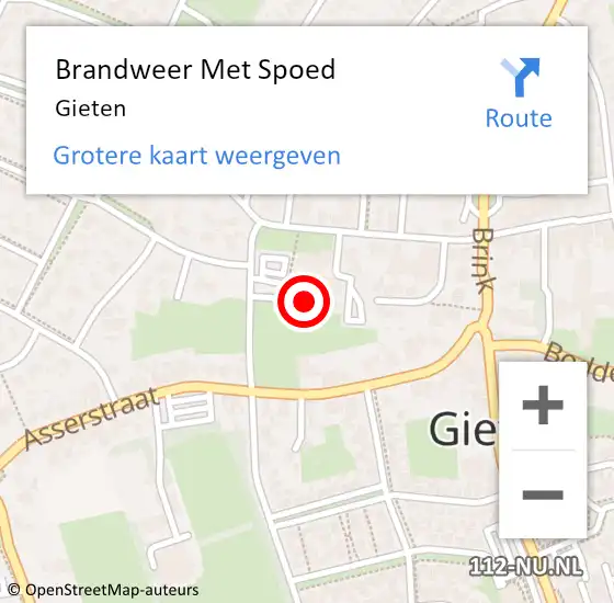 Locatie op kaart van de 112 melding: Brandweer Met Spoed Naar Gieten op 17 februari 2022 02:36