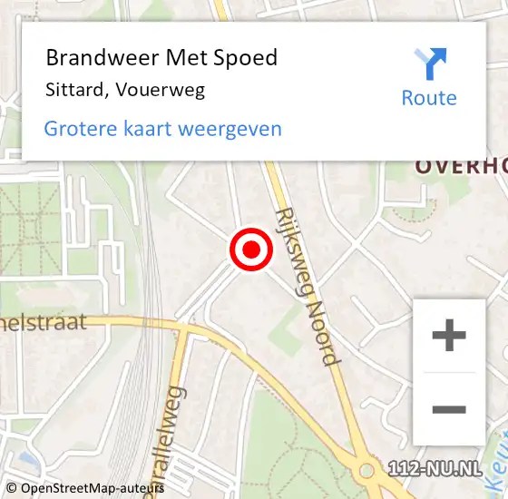 Locatie op kaart van de 112 melding: Brandweer Met Spoed Naar Sittard, Vouerweg op 17 februari 2022 02:40