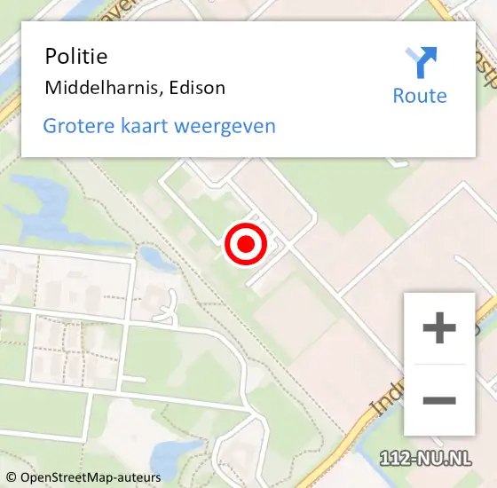 Locatie op kaart van de 112 melding: Politie Middelharnis, Edison op 17 februari 2022 02:57