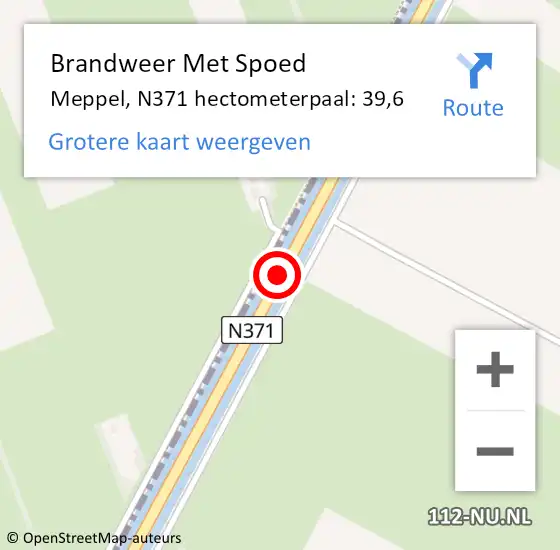 Locatie op kaart van de 112 melding: Brandweer Met Spoed Naar Meppel, N371 hectometerpaal: 39,6 op 17 februari 2022 03:06