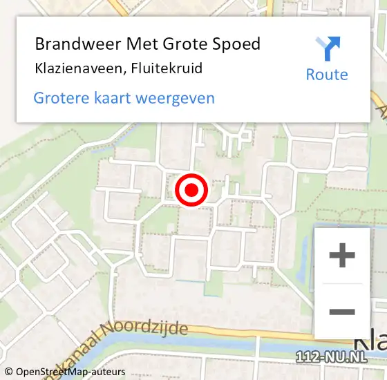 Locatie op kaart van de 112 melding: Brandweer Met Grote Spoed Naar Klazienaveen, Fluitekruid op 17 februari 2022 03:10