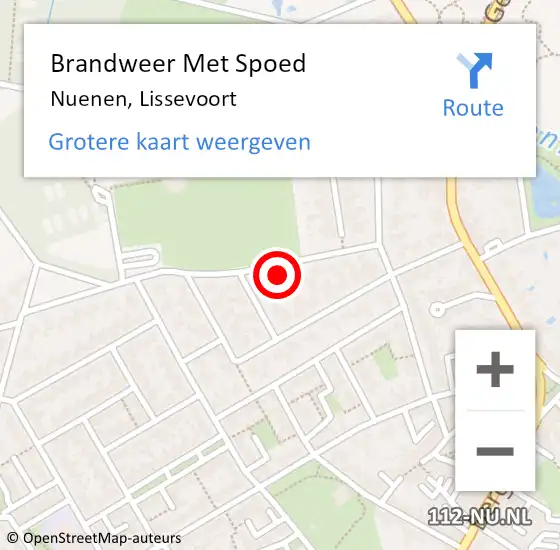 Locatie op kaart van de 112 melding: Brandweer Met Spoed Naar Nuenen, Lissevoort op 17 februari 2022 03:12