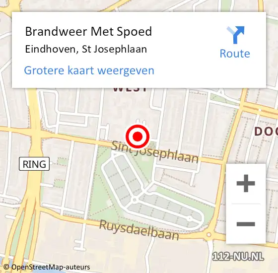 Locatie op kaart van de 112 melding: Brandweer Met Spoed Naar Eindhoven, St Josephlaan op 17 februari 2022 03:23