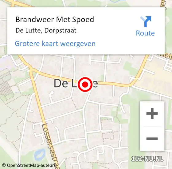 Locatie op kaart van de 112 melding: Brandweer Met Spoed Naar De Lutte, Dorpstraat op 17 februari 2022 03:24