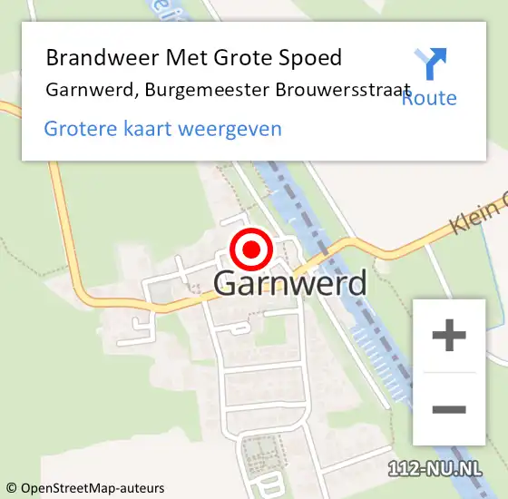 Locatie op kaart van de 112 melding: Brandweer Met Grote Spoed Naar Garnwerd, Burgemeester Brouwersstraat op 17 februari 2022 03:26