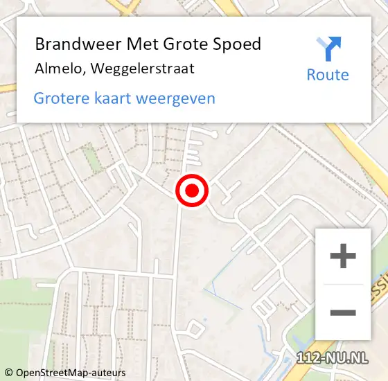 Locatie op kaart van de 112 melding: Brandweer Met Grote Spoed Naar Almelo, Weggelerstraat op 17 februari 2022 03:29