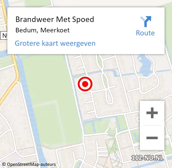 Locatie op kaart van de 112 melding: Brandweer Met Spoed Naar Bedum, Meerkoet op 17 februari 2022 03:35