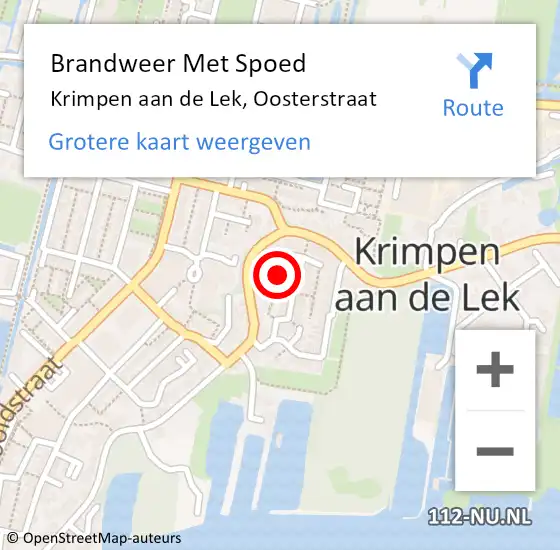 Locatie op kaart van de 112 melding: Brandweer Met Spoed Naar Krimpen aan de Lek, Oosterstraat op 17 februari 2022 03:45