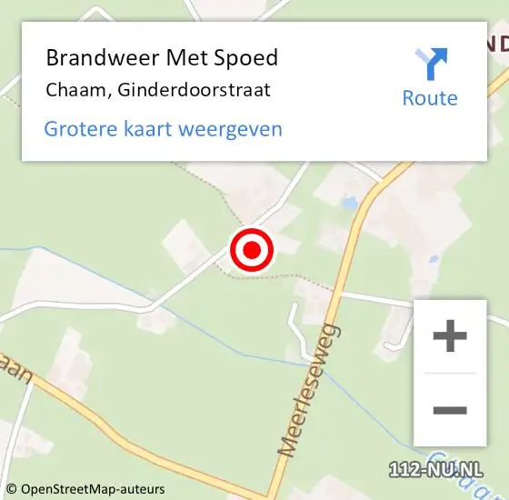 Locatie op kaart van de 112 melding: Brandweer Met Spoed Naar Chaam, Ginderdoorstraat op 17 februari 2022 03:59