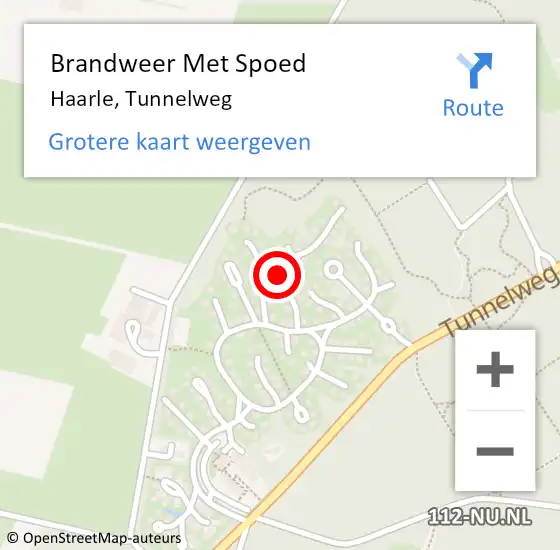 Locatie op kaart van de 112 melding: Brandweer Met Spoed Naar Haarle, Tunnelweg op 17 februari 2022 04:09