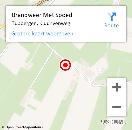 Locatie op kaart van de 112 melding: Brandweer Met Spoed Naar Tubbergen, Kluunvenweg op 17 februari 2022 04:16