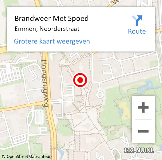 Locatie op kaart van de 112 melding: Brandweer Met Spoed Naar Emmen, Noorderstraat op 17 februari 2022 04:16