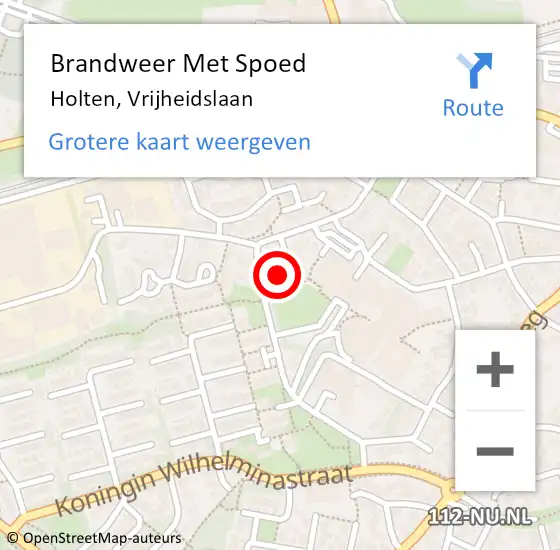 Locatie op kaart van de 112 melding: Brandweer Met Spoed Naar Holten, Vrijheidslaan op 17 februari 2022 04:19