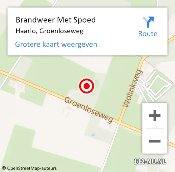 Locatie op kaart van de 112 melding: Brandweer Met Spoed Naar Haarlo, Groenloseweg op 17 februari 2022 04:27