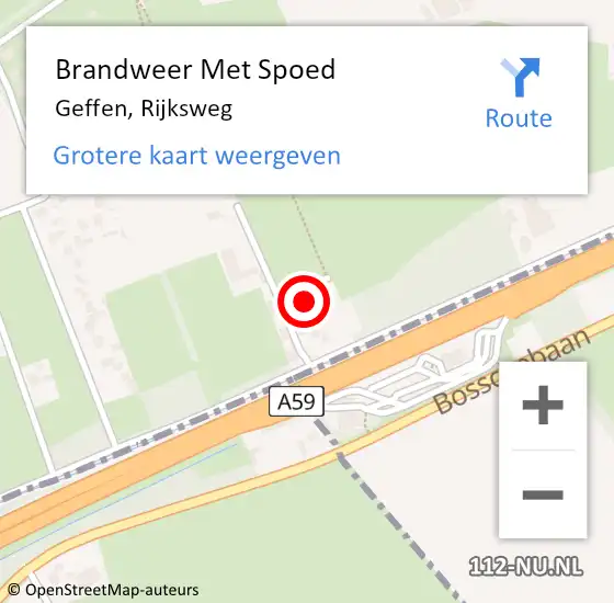 Locatie op kaart van de 112 melding: Brandweer Met Spoed Naar Geffen, Rijksweg op 17 februari 2022 04:35