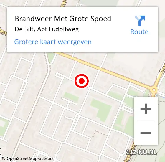 Locatie op kaart van de 112 melding: Brandweer Met Grote Spoed Naar De Bilt, Abt Ludolfweg op 17 februari 2022 04:40