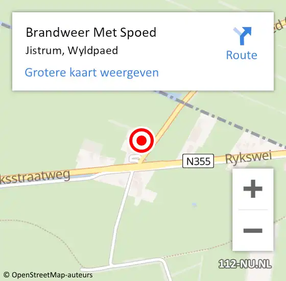 Locatie op kaart van de 112 melding: Brandweer Met Spoed Naar Jistrum, Wyldpaed op 17 februari 2022 04:45