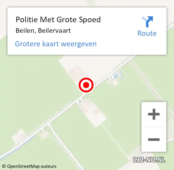 Locatie op kaart van de 112 melding: Politie Met Grote Spoed Naar Beilen, Beilervaart op 17 februari 2022 04:47