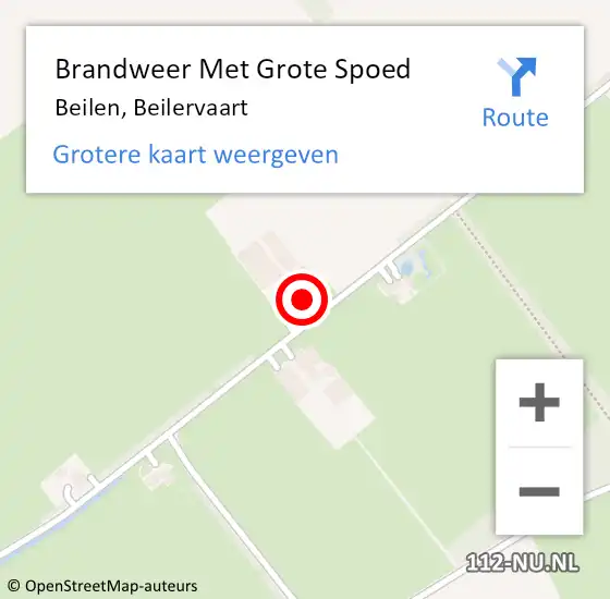 Locatie op kaart van de 112 melding: Brandweer Met Grote Spoed Naar Beilen, Beilervaart op 17 februari 2022 04:47