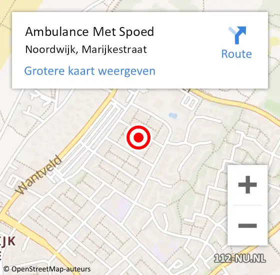 Locatie op kaart van de 112 melding: Ambulance Met Spoed Naar Noordwijk, Marijkestraat op 17 februari 2022 04:50