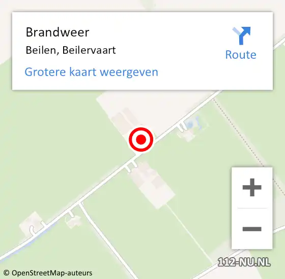 Locatie op kaart van de 112 melding: Brandweer Beilen, Beilervaart op 17 februari 2022 04:50