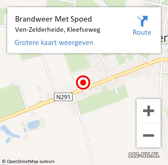Locatie op kaart van de 112 melding: Brandweer Met Spoed Naar Ven-Zelderheide, Kleefseweg op 17 februari 2022 04:52