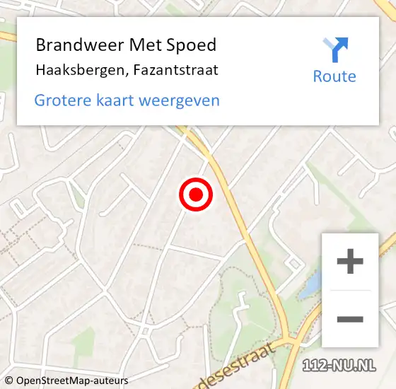 Locatie op kaart van de 112 melding: Brandweer Met Spoed Naar Haaksbergen, Fazantstraat op 17 februari 2022 04:57