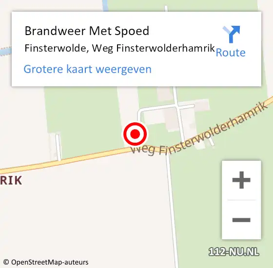 Locatie op kaart van de 112 melding: Brandweer Met Spoed Naar Finsterwolde, Weg Finsterwolderhamrik op 17 februari 2022 05:02
