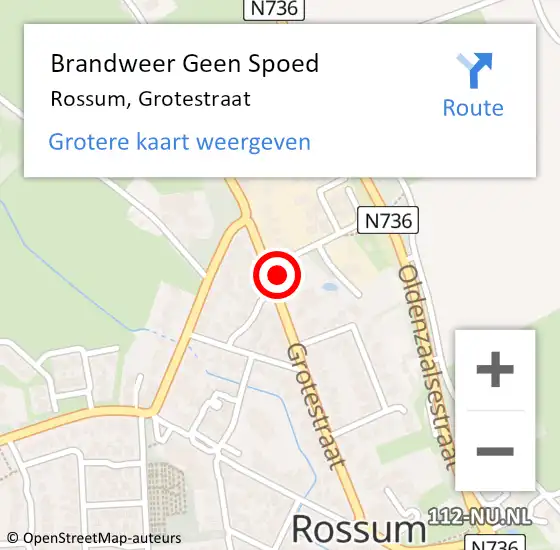 Locatie op kaart van de 112 melding: Brandweer Geen Spoed Naar Rossum, Grotestraat op 17 februari 2022 05:03