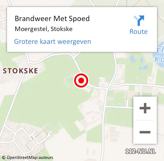 Locatie op kaart van de 112 melding: Brandweer Met Spoed Naar Moergestel, Stokske op 17 februari 2022 05:12