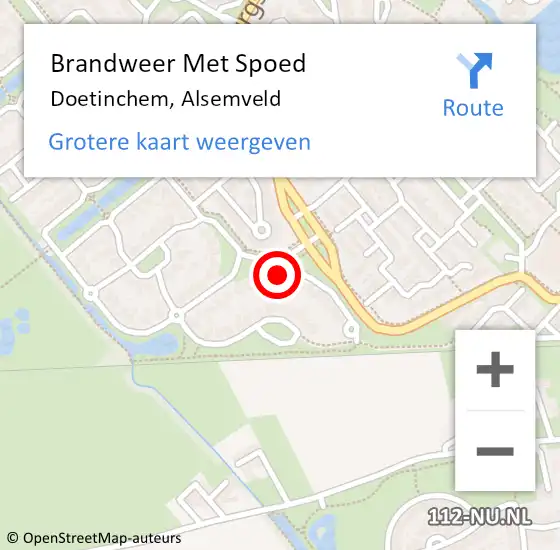Locatie op kaart van de 112 melding: Brandweer Met Spoed Naar Doetinchem, Alsemveld op 17 februari 2022 05:14