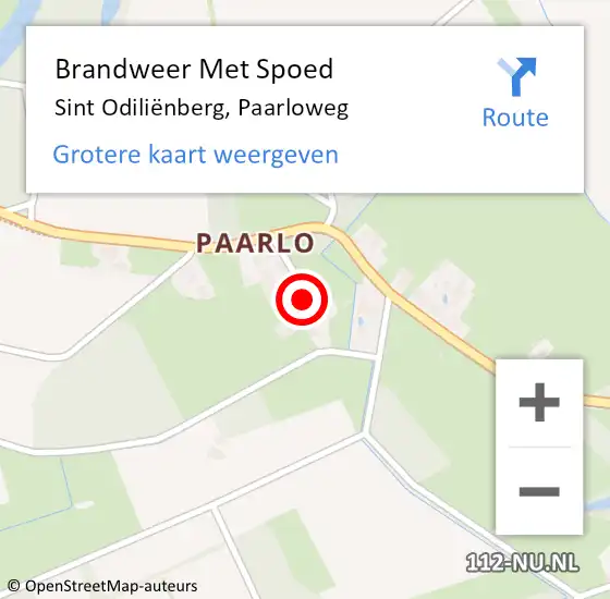 Locatie op kaart van de 112 melding: Brandweer Met Spoed Naar Sint Odiliënberg, Paarloweg op 17 februari 2022 05:14