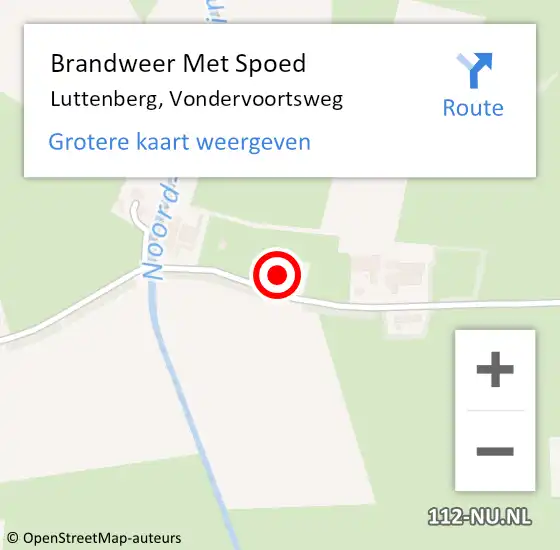 Locatie op kaart van de 112 melding: Brandweer Met Spoed Naar Luttenberg, Vondervoortsweg op 17 februari 2022 05:16
