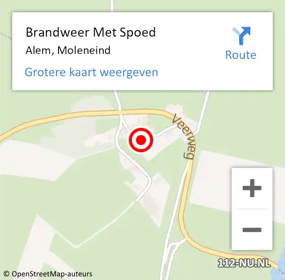 Locatie op kaart van de 112 melding: Brandweer Met Spoed Naar Alem, Moleneind op 17 februari 2022 05:20