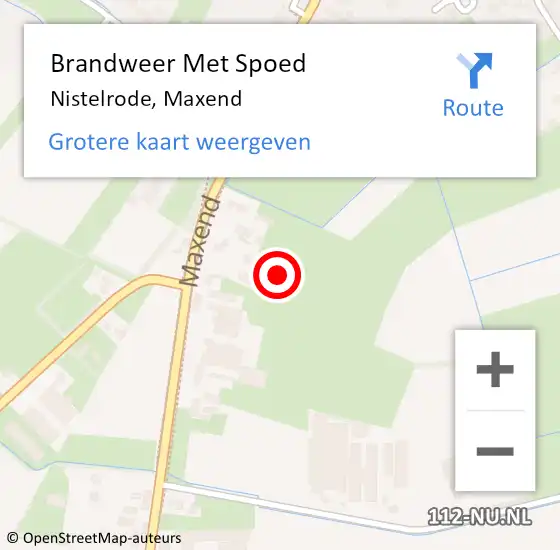 Locatie op kaart van de 112 melding: Brandweer Met Spoed Naar Nistelrode, Maxend op 17 februari 2022 05:20