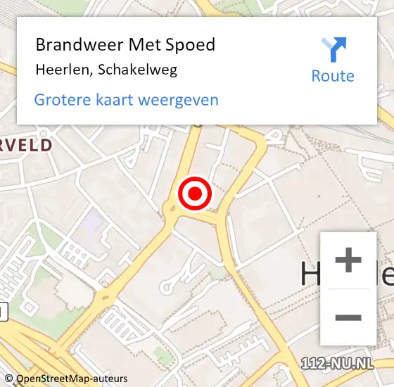 Locatie op kaart van de 112 melding: Brandweer Met Spoed Naar Heerlen, Schakelweg op 17 februari 2022 05:31