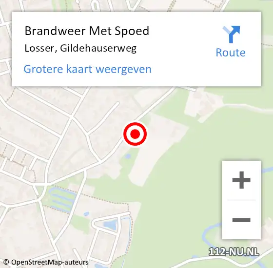 Locatie op kaart van de 112 melding: Brandweer Met Spoed Naar Losser, Gildehauserweg op 17 februari 2022 05:39