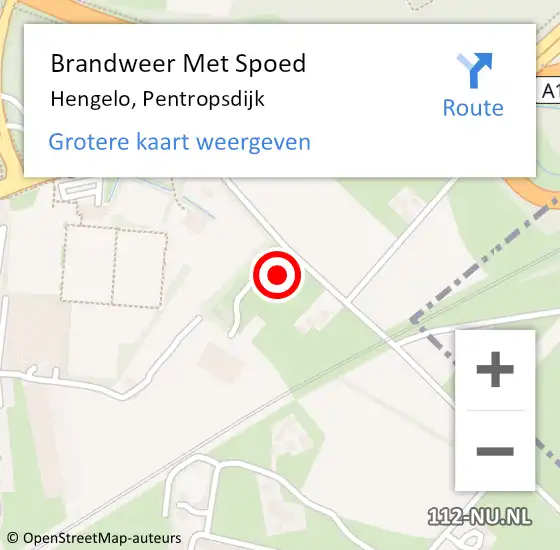 Locatie op kaart van de 112 melding: Brandweer Met Spoed Naar Hengelo, Pentropsdijk op 17 februari 2022 05:40