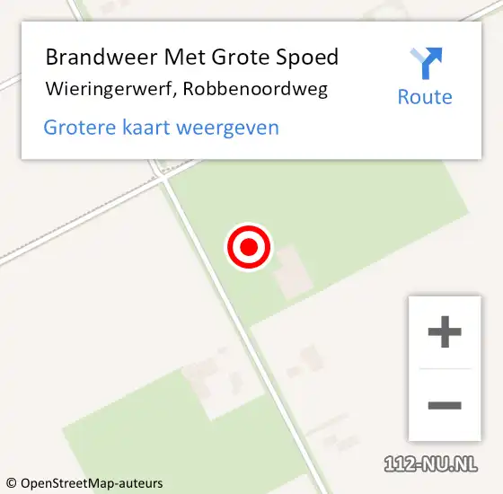 Locatie op kaart van de 112 melding: Brandweer Met Grote Spoed Naar Wieringerwerf, Robbenoordweg op 17 februari 2022 05:44