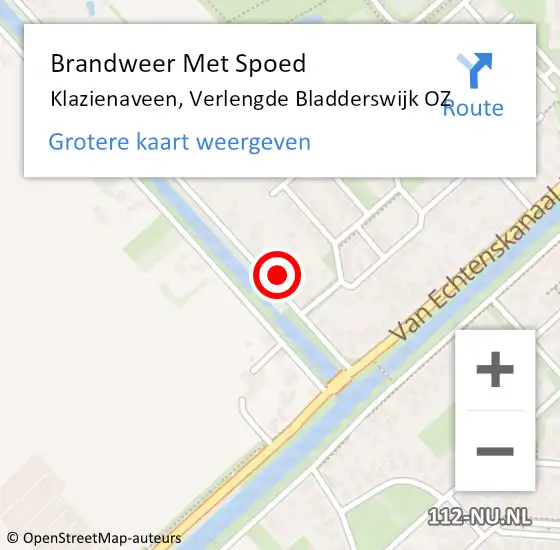 Locatie op kaart van de 112 melding: Brandweer Met Spoed Naar Klazienaveen, Verlengde Bladderswijk OZ op 17 februari 2022 05:51