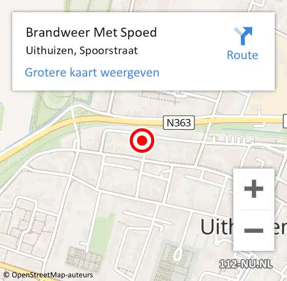 Locatie op kaart van de 112 melding: Brandweer Met Spoed Naar Uithuizen, Spoorstraat op 17 februari 2022 05:57