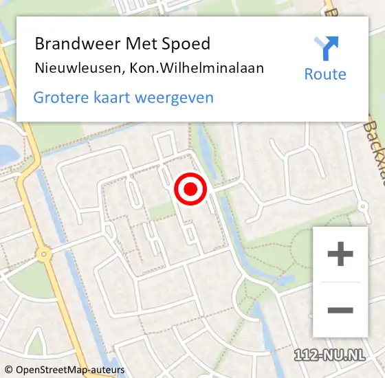 Locatie op kaart van de 112 melding: Brandweer Met Spoed Naar Nieuwleusen, Kon.Wilhelminalaan op 17 februari 2022 06:04