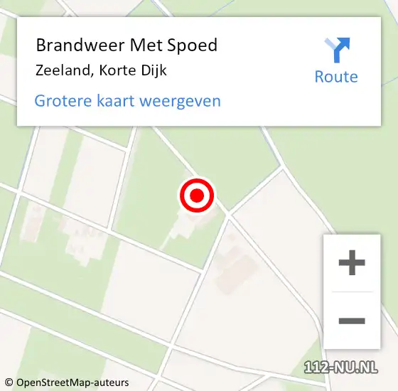 Locatie op kaart van de 112 melding: Brandweer Met Spoed Naar Zeeland, Korte Dijk op 17 februari 2022 06:04