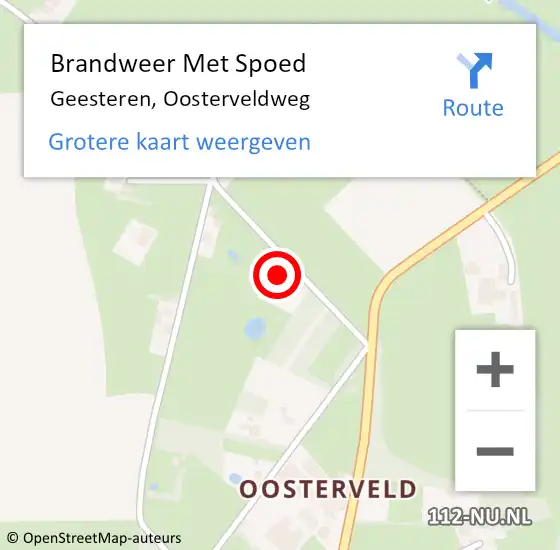 Locatie op kaart van de 112 melding: Brandweer Met Spoed Naar Geesteren, Oosterveldweg op 17 februari 2022 06:06