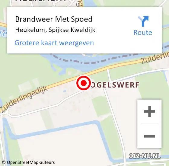 Locatie op kaart van de 112 melding: Brandweer Met Spoed Naar Heukelum, Spijkse Kweldijk op 17 februari 2022 06:07