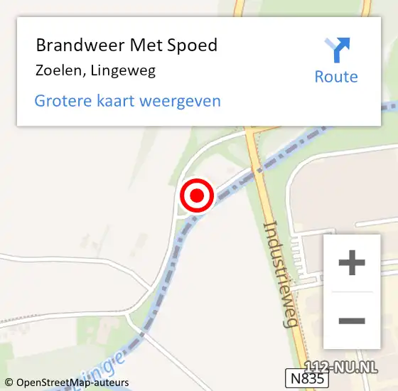 Locatie op kaart van de 112 melding: Brandweer Met Spoed Naar Zoelen, Lingeweg op 17 februari 2022 06:18
