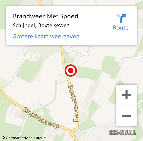 Locatie op kaart van de 112 melding: Brandweer Met Spoed Naar Schijndel, Boxtelseweg op 17 februari 2022 06:25