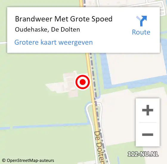 Locatie op kaart van de 112 melding: Brandweer Met Grote Spoed Naar Oudehaske, De Dolten op 17 februari 2022 06:27