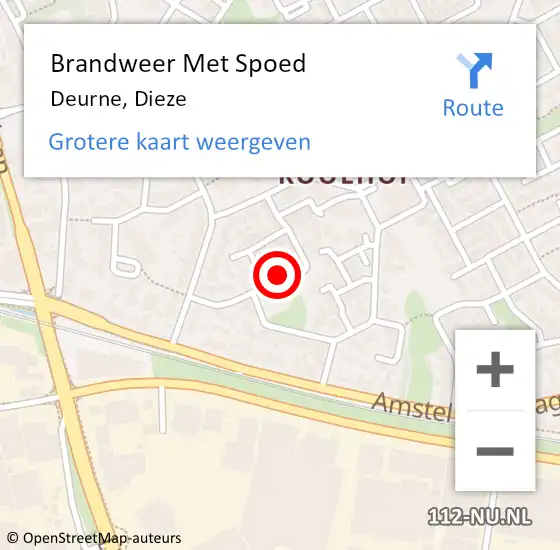 Locatie op kaart van de 112 melding: Brandweer Met Spoed Naar Deurne, Dieze op 17 februari 2022 06:27